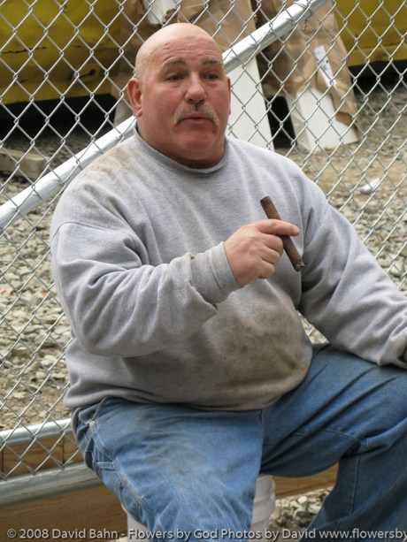 A construction worker takes a break at Ground Zero in New York City