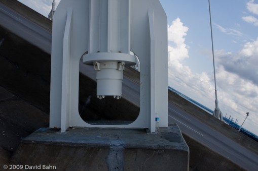 One of the massive turn-buckles holding the cables at the Arthur Ravenel Bridge at Charleston, SC