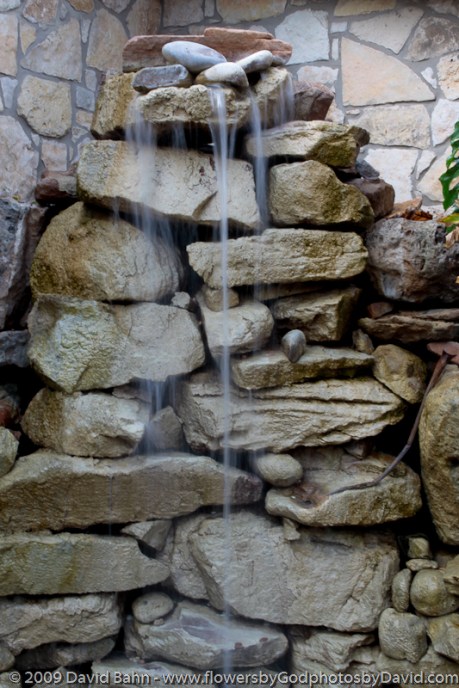 20090905-Comfort_TX-1053 Water cascades down an ornamental waterfall