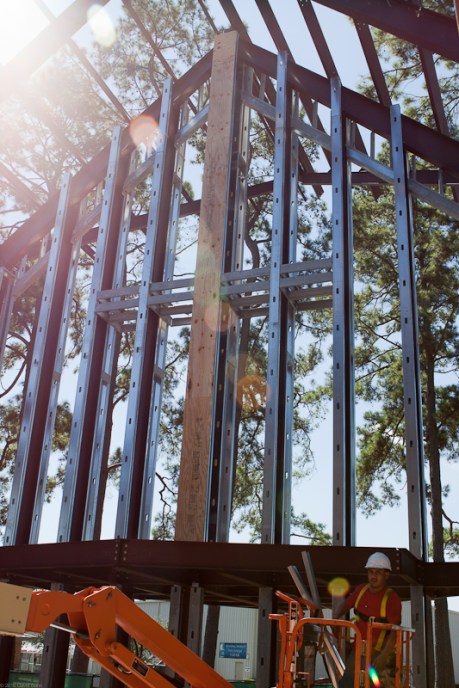 The cross begins to take form.