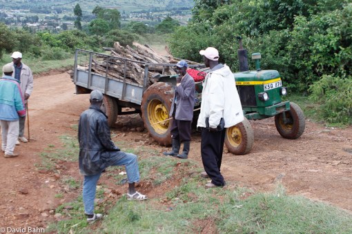 Tractor and its load - in the "driveway" to the church. We couldn't get out!
