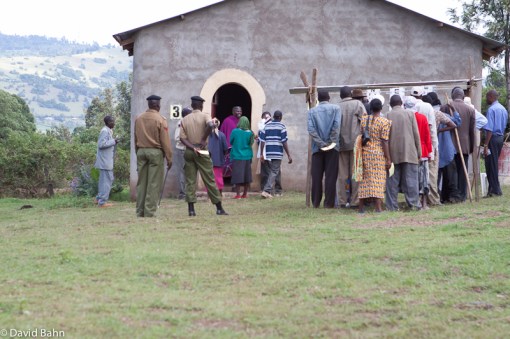 After hearing the Gospel presentation, clients line up for the initial eye chart testing. After this they go to triage where we share the Gospel one-on-one.