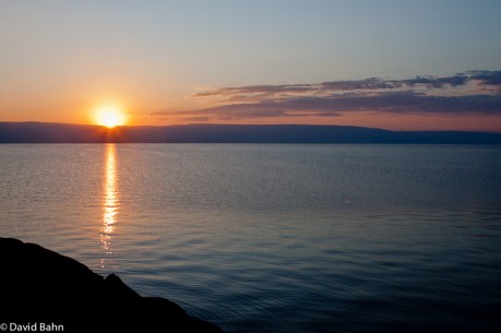 The sun rises over the Sea of Galilee