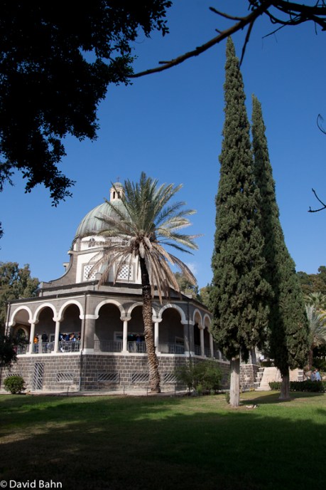 The Church of the Beatitudes high on the hill above Capernaum