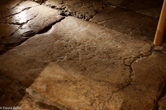 Stone floor where soldiers would have played a game while tormenting Jesus before he was crucified.