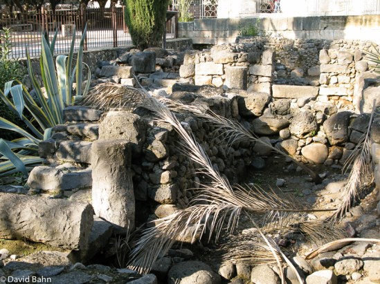 Capernaum ruin showing steps on outside of house