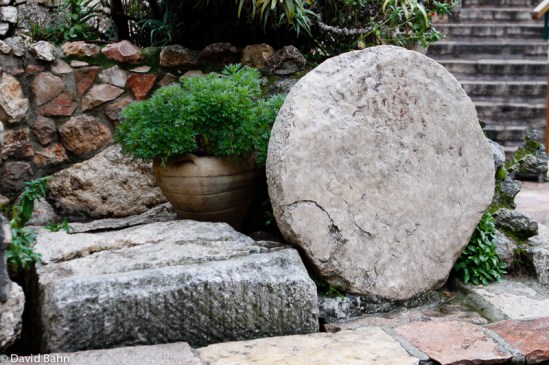 A large stone - much like that which would have been over the mouth of the tomb in which Jesus was laid after his death on the cross.