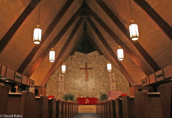 Interior of St. John Lutheran chapel (former sanctuary). 