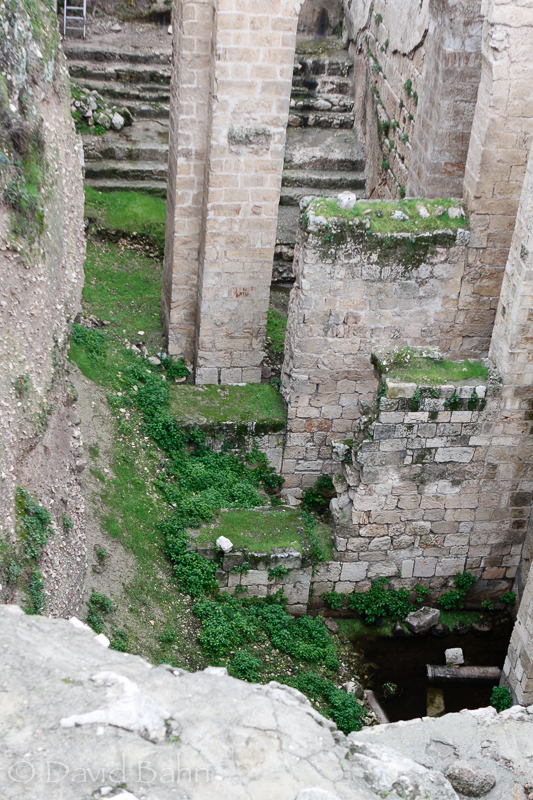 This photo shows some of the landscape at the Pool at Bethesda which would make it difficult for the man to get to the waters when they were stirred. 