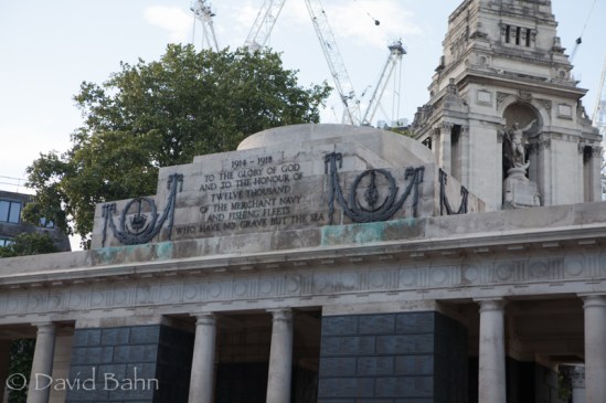 The inscription reads, "TO THE GLORY OF GOD AND TO THE HONOR OF TWELVE THOUSAND OF THE MERCHANT NAVY AND FISHING FLEETS WHO HAVE NO GRAVE BUT THE SEA".