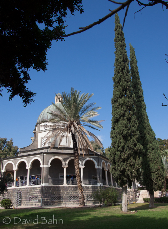 The Church of the Beatitudes high on the hill above Capernaum