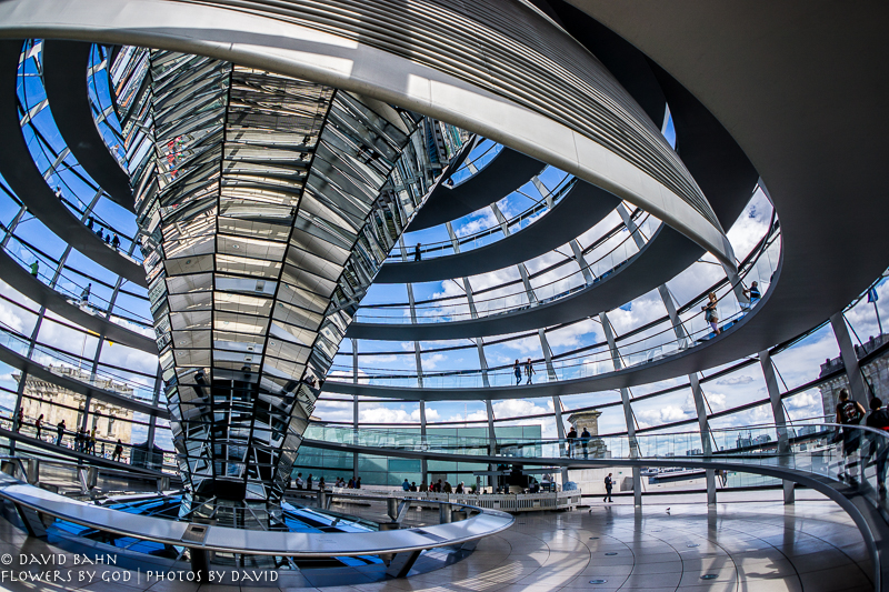 View of interior of Crystal Dome of Reichstag Building